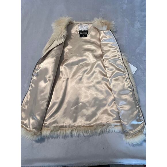 Kensie | K1-Infusion Faux Fur Vest Full Zipper Satin Lining Birch SZ L - Picture 6 of 8